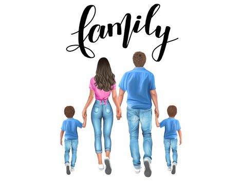 Family Clip Art, Personal Portrait, Art Mom, Family Drawing, Mom Art, Personalized Family, Family Portrait, Mom And Dad, A Family