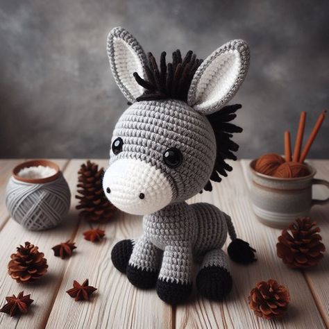 Crochet Donkey Amigurumi Pattern Free Donkey Crochet Pattern, Donkey Crochet Pattern Free, Crochet Donkey Free Pattern, Donkey Crochet Pattern, Donkey Amigurumi, Crochet Donkey, Crochet Sea Creatures, Cute Donkey, Lily Pattern