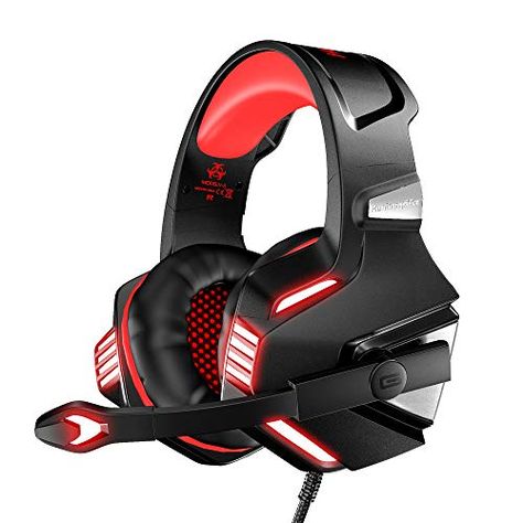 VersionTECH. Stereo Gaming Headset for Xbox One, PS4, PC, Noise Isolating Over Ear Headphones with Mic，LED Light, 50mm Driver， Volume Control for Nintendo Switch(Audio),Laptop, iMac,Computer Games-Red Check more at https://fansofanime.com/versiontech-stereo-gaming-headset-for-xbox-one-ps4-pc-noise-isolating-over-ear-headphones-with-mic%ef%bc%8cled-light-50mm-driver%ef%bc%8c-volume-control-for-nintendo-switchaudiolaptop-imacco/ Playstation Room, Pc Headphones, Best Gaming Headset, Ps4 Headset, New Technology Gadgets, Computer Games, Padded Headband, Barbie Toys, Headphone With Mic