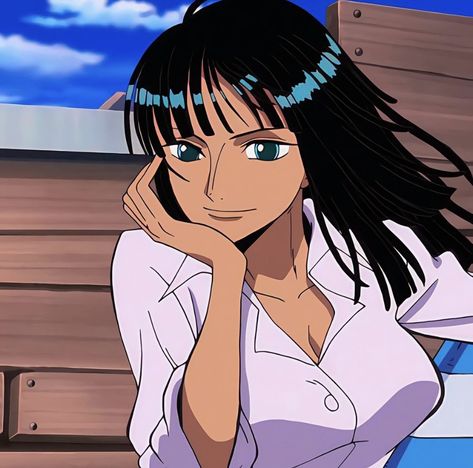 Nico Robin, Black Hair, A Woman, One Piece, Hair, Anime, Blue, Black