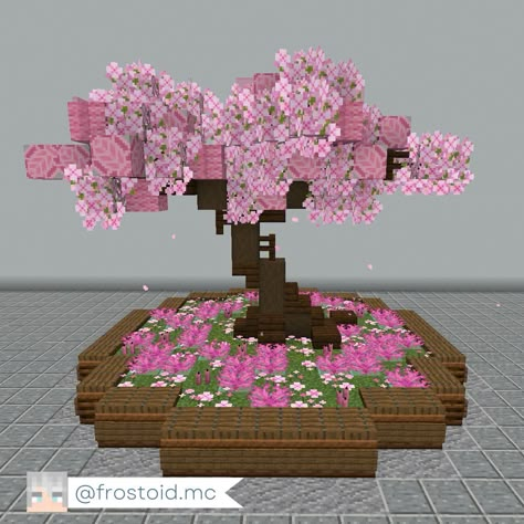 Custom Cherry Blossom Tree Minecraft, Minecraft Cherry Blossom Tree, Minecraft Tree, Minecraft Garden, Minecraft Statues, Blossom House, Bangunan Minecraft, Diy Minecraft, Cool Minecraft Creations