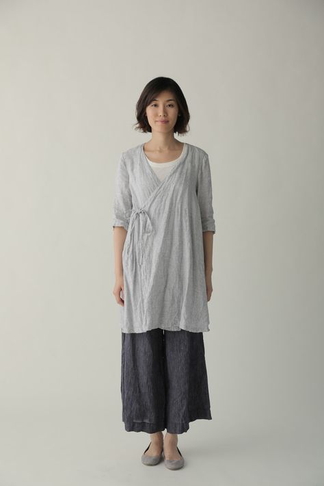 Fog Linen Work, Fog Linen, Coat White, Apron Dress, About Fashion, Linen Clothes, Sewing Clothes, White Plaid, Comfy Outfits