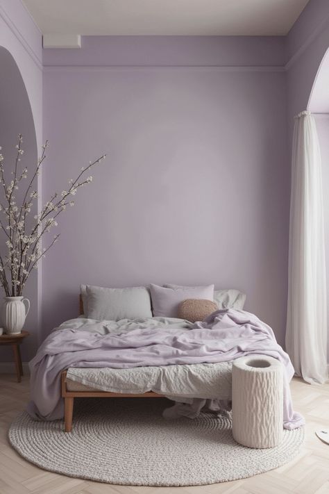 Add sophistication to your space with these nine chic paint colors trending in 2025. Perfect for kitchens, living rooms, or bedrooms! #ChicColors #PaintIdeas2025 #StylishHomes Violet Gray Paint Colors, Monochromatic Purple Room, Purplish Gray Paint, Color Room Ideas Paint Colours, Sherwin Williams Lavender, Best Paint Colors For Small Bedrooms, Light Purple Wall Color, Light Purple Wall Paint, Best Lavender Paint Color