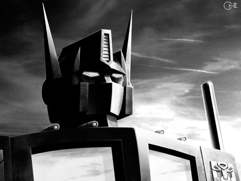 Optimus Prime Black and White by cwmodels on DeviantArt Optimus Prime Black And White, Optimus Prime Wallpaper, Wallpaper Black And White, Wallpaper Black, Transformers Art, Optimus Prime, Chiaroscuro, Transformers, The Black