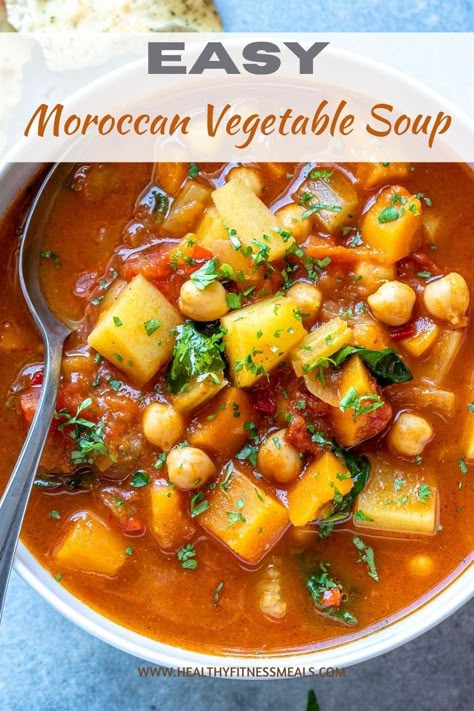 Morrocan Soup Recipes, African Vegetable Soup, Moroccan Vegetable Soup, Moroccan Soup Recipes, Easy Vegetable Soup Recipes, Morrocan Stew, Nutritious Soups, Moroccan Vegetable Stew, Moroccan Recipe