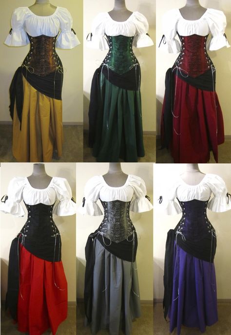 Buccaneer Wench Under-bust Corset Set - renaissance clothing, medieval, costume Pirates Costume, Ren Faire Outfits, Pirates Life, Treasure Hunts, Corset Black, Fair Outfits, Under Skirt, Old Fashion Dresses, Medieval Costume