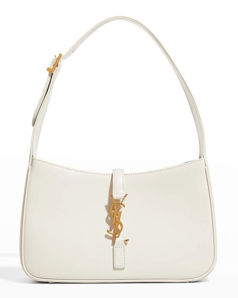 Saint Laurent Le 5 A 7 Leather Hobo Shoulder Bag | Neiman Marcus Ysl Hobo Bag, Ysl Hobo, Sac Yves Saint Laurent, Saint Laurent Purse, Brand Name Bags, Luxury Bags Collection, White Shoulder Bag, Greyish Brown, Ysl Logo