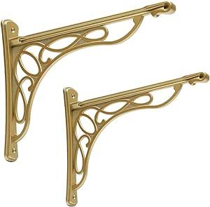 Gold Shelf Brackets, Cast Iron Brackets, Decorative Shelf Brackets, Live Edge Shelves, Wall Shelf Brackets, Decorative Shelf, Shelf Bracket, Cup Handles, Shelf Brackets