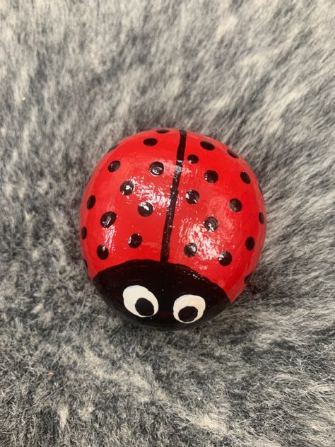 Rock Painting Ideas Easy Ladybug, Easy Ladybug Painting On Canvas, Painting Ladybugs On Rocks, Rock Painting Ladybug Ideas, Rock Painting Ideas Bugs, Ladybird Rock Painting, Ladybug Stone Painting, Bug Rocks Painted Stones, Painted Ladybug Rocks