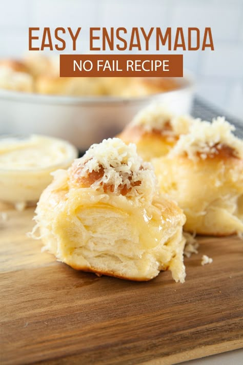 Asian Bread Recipe, Filipino Bread Recipe, Ensaymada Recipe, Pandesal Recipe, Filipino Bread, Filipino Dessert Recipes, Easy Filipino Recipes, Filipino Food Dessert, Sweet Roll Recipe