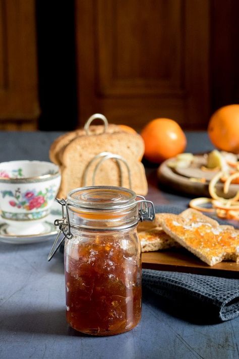 Ginger Orange Marmalade | Veggie Desserts Orange Ginger Jam Recipe, Orange Ginger Marmalade Recipe, Ginger Marmalade Recipe, Ginger Marmalade, Preserving Fruit, Orange Marmalade Recipe, Pectin Recipes, Seville Orange Marmalade, Caramelized Walnuts