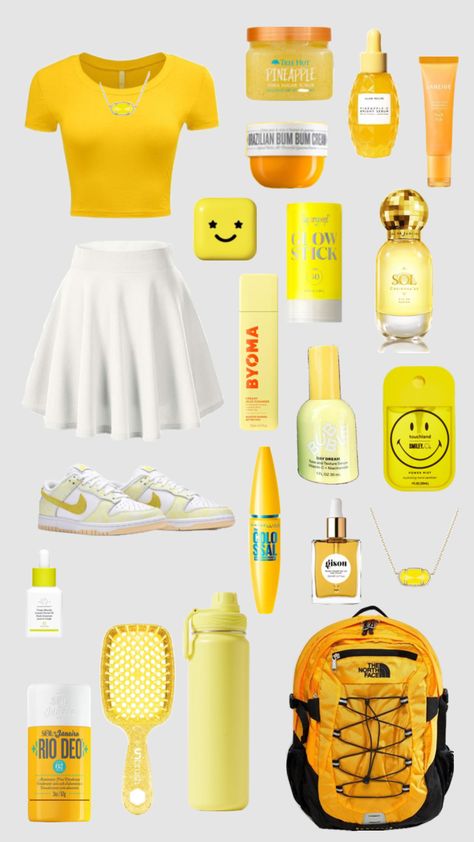 Yellow outfit~what color should I do next? Yellow Coordinates Outfit, Coordinates Outfits, Cute Birthday Outfits, Yellow Outfit, Glow Sticks, Birthday Outfit, Outfit Idea, The North Face, Yellow