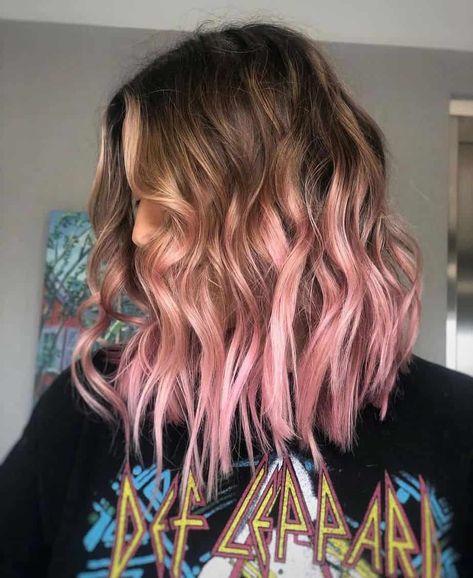 30 Hottest Pink Ombre Hair Color Ideas Coloured Hair Ideas Brunettes, Light Pink Balayage Hair, Pink And Blonde Hair Ombre, Colorful Hair Tips Dip Dye, Dark To Light Pink Ombre Hair, Balayage With Vivid Colors, Pink Hue Hair, Dark To Pink Ombre Hair, Ombre Pink Hair Brown