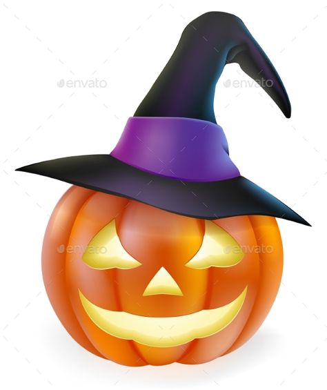 Witch Hat Halloween Pumpkin by Krisdog An illustration of a cute cartoon carved Halloween pumpkin lantern with happy smile and pointed witch hat Witch Drawing Cute, Pumpkin Artwork, Imprimibles Halloween, Origin Of Halloween, Topper Halloween, Pumpkin Tattoo, Witch Drawing, Pumpkin Drawing, Witch Hat Halloween