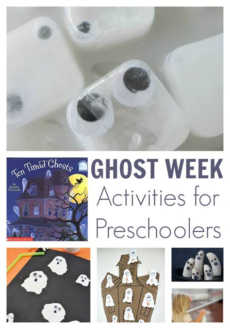 Fun week planned for you of Ghost Themed Activities for preschoolers featuring sensory play, learning activities, recipe and a craft. Ghost Crafts Preschool, Room On The Broom, Julia Donaldson, Ghost Crafts, Halloween Week, Sensory Activities Toddlers, Preschool Activities Toddler, Activities For Preschoolers, Kindergarten Games