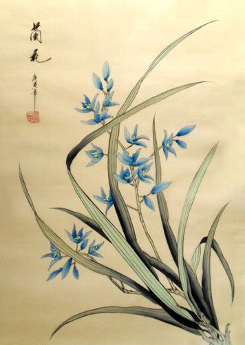 Chinese Orchid Painting Orchis 2336049, 55cm x 40cm(22〃 x 16〃) Chinese Orchid, Orchid Painting, Chinese Bird, Orchids Painting, Chinese Flowers, Korean Painting, Japanese Art Styles, Iris Painting, Chinese Embroidery