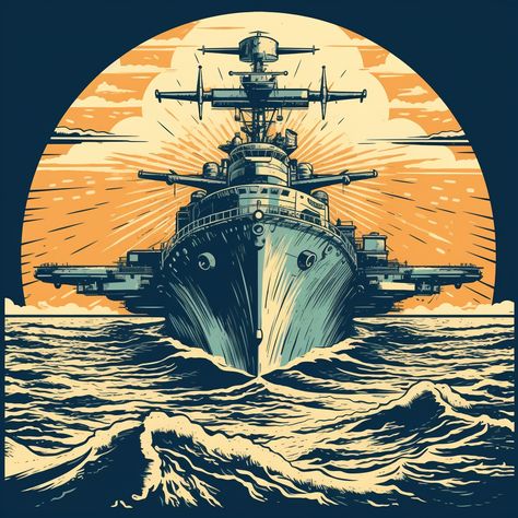 vector battleship in a sea battle no watermark Boat Illustration, Cool Stencils, Sea Battle, Navy Art, Ship Poster, Design Layouts, Guy Harvey, Cool Wallpapers Art, Fun Art