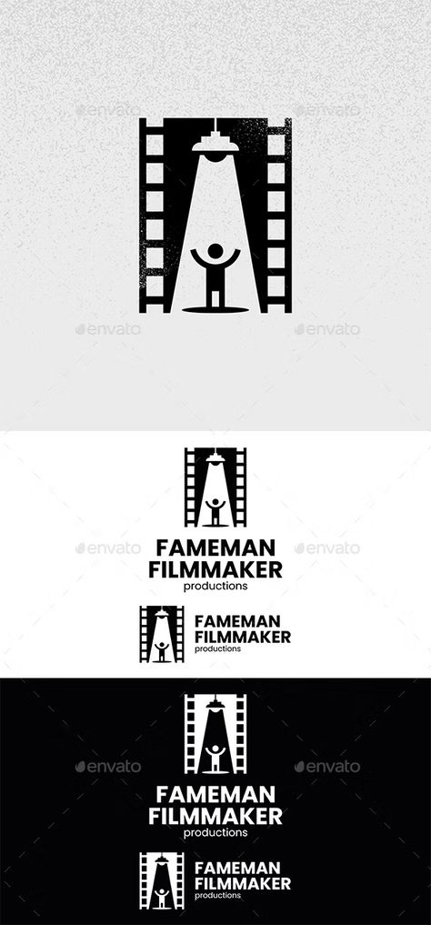 Fame Man Filmmaker Logo, Logo Templates | GraphicRiver Filmmaker Logo, Film Company Logo, Raised Hands, Happy Man, Film Strip, Vector Shapes, Best Logo Design, A Symbol, Under The Lights