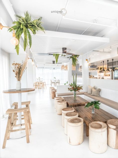 We are excited to share with you our latest commercial project! ✨ Gather by the Hill Bar & Kitchen! Designed by interior designer Simone Mathews from @soulhomeaus. We love how our natural timber furniture seamlessly fit in with this stunning white and green colour tones used for this cafe & restaurant interior design. Photography@uniqwacollections Designed By Simone Mathews from @soulhomeaus Venue @gatherbythehill Uniqwa Collections, Alternative Furniture, White Cafe, Cafe Shop Design, Coffee Shops Interior, Coffee Shop Design, Cafe Interior Design, Restaurant Interior Design, Shop Interior Design