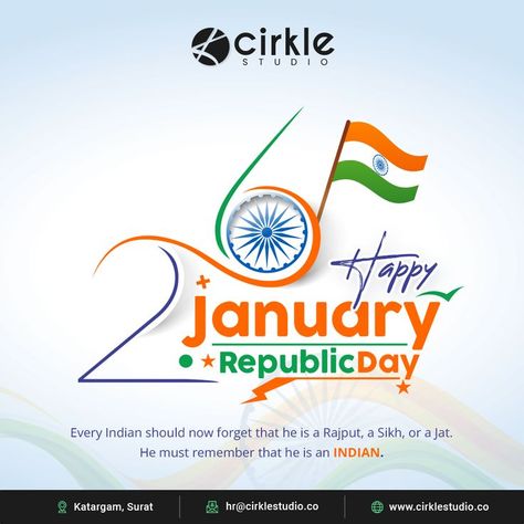 Every Indian should now forget that he is a Rajput, a Sikh, or a Jat. He must remember that he is an Indian..!!! Happy 26th January 🇮🇳 Happy Republic Day...!!! 26th January, Happy Republic Day, Republic Day