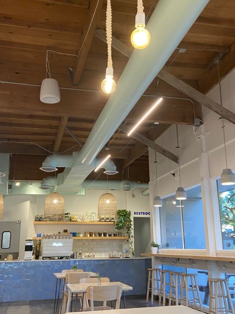 Light Blue Cafe Aesthetic, Boba Cafe Aesthetic, Blue Coffee Shop Aesthetic, Blue Cafe Aesthetic, Blue Coffee Shop, Cute Cafe Aesthetic, Dream Bakery, Dream Cafe, Blue Cafe