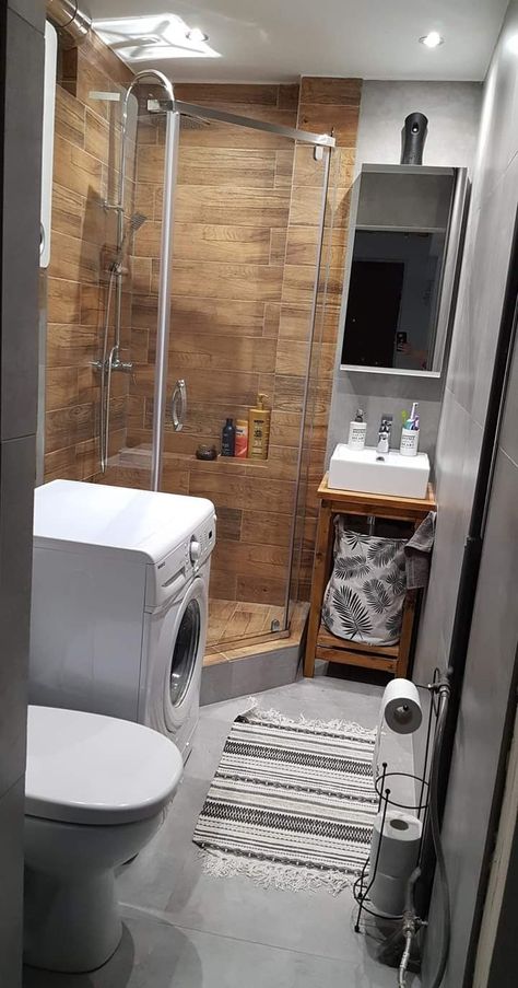 Small Bathroom With Washmachine, Bathroom Ideas With Washing Machine, Tiny Shower Room With Washing Machine, Bathroom Interior Design With Washing Machine, Small Wc With Washing Machine, Bathroom Interior Design Washing Machine, Tiny Wet Room, Full Bathroom Remodel, Baby Girl Room Decor