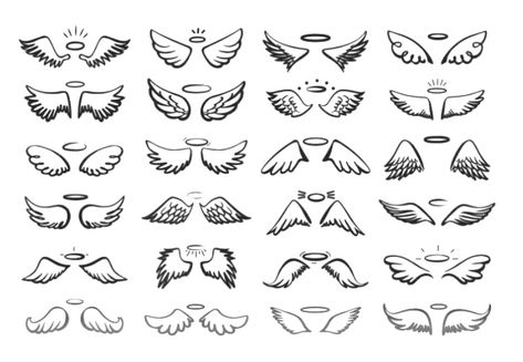 Angel Wing Drawing Tattoo, Angel Wings Drawing, Angel Wings Illustration, Angel Vector, Wings Drawing, Angel Wings Tattoo, Hand Drawn Lettering, Discreet Tattoos, Wings Tattoo