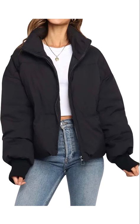 Gihuo Women’s Winter Cropped Puffer Jacket Coat Short Warm Quilted Jacket Best Puffer Jacket, Winter Crops, Winter Puffer Jackets, Cropped Puffer Jacket, Fleece Leggings, Winter Outerwear, Puffer Jacket Women, Black Puffer, Winter Coats Jackets