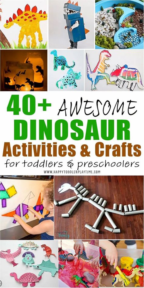 40+ Awesome Dinosaur Activities for Toddlers - HAPPY TODDLER PLAYTIME Triceratop Preschool Craft, Dinosaur Learning Activities Elementary, Dinosaur Theme Preschool Crafts, Dinosaur Crafts Preschool Art, Dinosaur Crafts For Toddlers, Dinosaur Activities For Toddlers, Dinosaurs For Toddlers, Dinosaur Preschool, Dinosaur Crafts Preschool