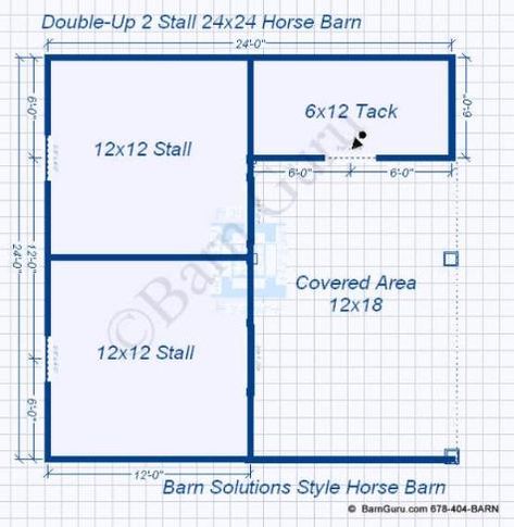 Two Stall Horse Barn, Shed Row Horse Barn, Small Horse Barn Plans, Simple Horse Barns, Small Horse Barn, Small Horse Barns, Horse Shed, Horse Pens, Barn Layout