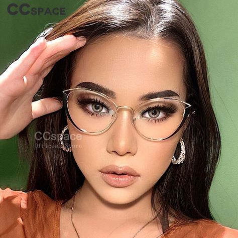 Cat Eyeglasses For Women, Trendy Specs For Women, Cat Eye Glasses Makeup, Glasses Frames Trendy, Cat Eye Eyeglasses, Cat Eye Shape, Glasses Makeup, Stylish Eyeglasses, Frame Eyeglasses