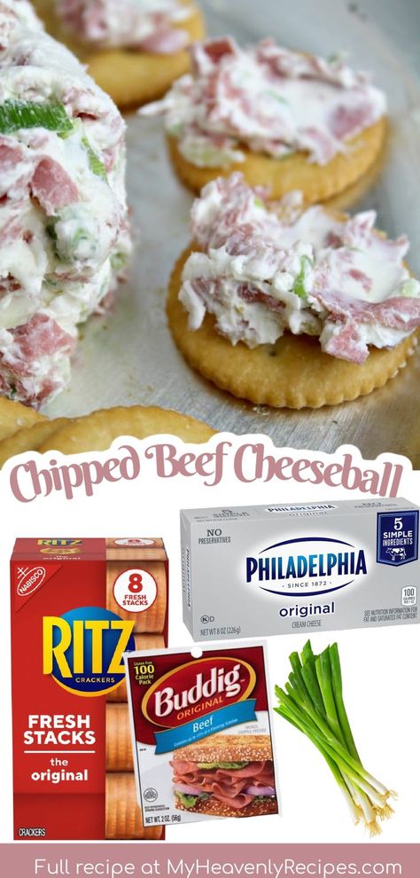 Cheese Ball Dip is a simple snack or appetizer recipe that's perfect for any occasion. With just 3 ingredients, you can make this creamy, cold dip recipe. Christmas appetizer, new years eve, game day, football, thanksgiving any party appetizer to make. Easy recipe Chipped Beef Cheeseball, Chip Beef Cheeseball, Beef Cheeseball, Chipped Beef Cheese Ball, Beef Cheese Ball, Cheeseball Recipe, Cheese Ball Dip, Football Thanksgiving, Cold Dip