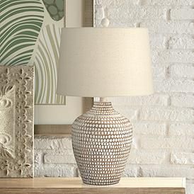 Alese Neutral Earth Polka Dot Jug Table Lamp Neutral Lamps, Battery Operated Table Lamps, Rustic Table Lamps, Rustic Room, Contemporary Table Lamps, Table Lamp Design, Table Lamp Sets, Bedroom Lamps, Bedroom Night Stands