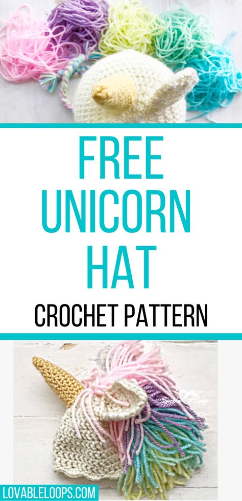 Crochet Baby Unicorn Hat Free Pattern, Crochet Unicorn Hat Free Pattern, Unicorn Crochet Hat Pattern Free, Unicorn Hat Crochet Pattern Free, Crochet Fun Hat, Free Unicorn Crochet Pattern, Unicorn Crochet Pattern Free, Easy Crochet Hats For Beginners, Unicorn Hat Crochet