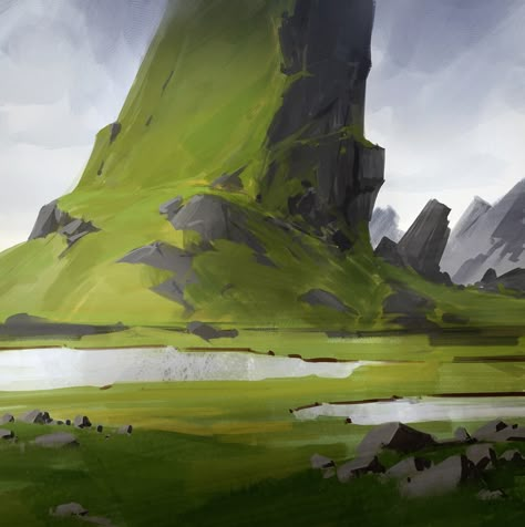 ArtStation - Mountain Practice Environment Painting, Painting Practice, Landscape Concept, Inspirational Artwork, Fantasy Art Landscapes, Animation Background, Visual Development, Environment Design, 판타지 아트