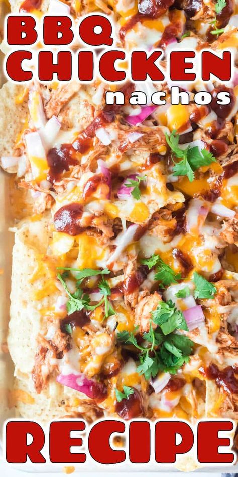 BEST BBQ CHICKEN NACHOS RECIPE Bbq Nachos Recipe, Bbq Chicken Nachos Recipe, Nachos Chicken, Bbq Nachos, Homemade Barbecue Sauce Recipe, Perfect Baked Chicken, Bbq Chicken Nachos, Best Bbq Chicken, Nachos Ingredients