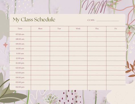 Study Schedule Ideas High Schools, Highschool Class Schedule, Schedule For High School Students, School Schedule Aesthetic, Class Schedule Ideas, Class Decoration Ideas Highschool, Class Schedule Template Aesthetic, Timetable Ideas Aesthetic, College Templates