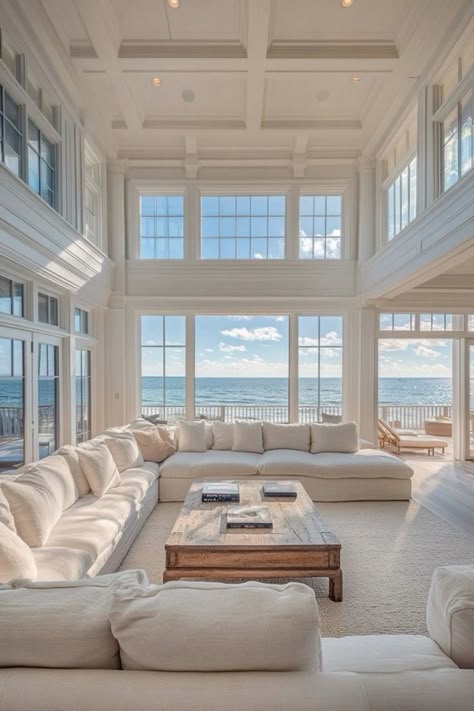 Marthas Vineyard Interior, Hamptons Beach House Aesthetic, Dream Home Ideas Interior, Rich Costal Aesthetic, Vision Board Beach House, Coastal Luxury Interior Design, Rich Beach House, Hamptons House Aesthetic, Fancy Beach House