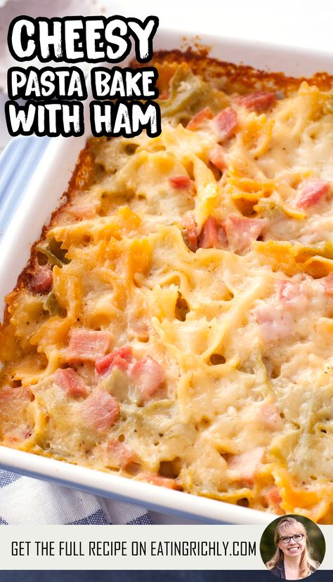 Ham And Pasta Recipes, Ham Pasta Recipes, Ham Mac And Cheese, Easy Pasta Bake, Ham And Cheese Pasta, Pasta Casseroles, Kid Friendly Meals Dinner, Cheesy Pasta Bake, Ham Pasta