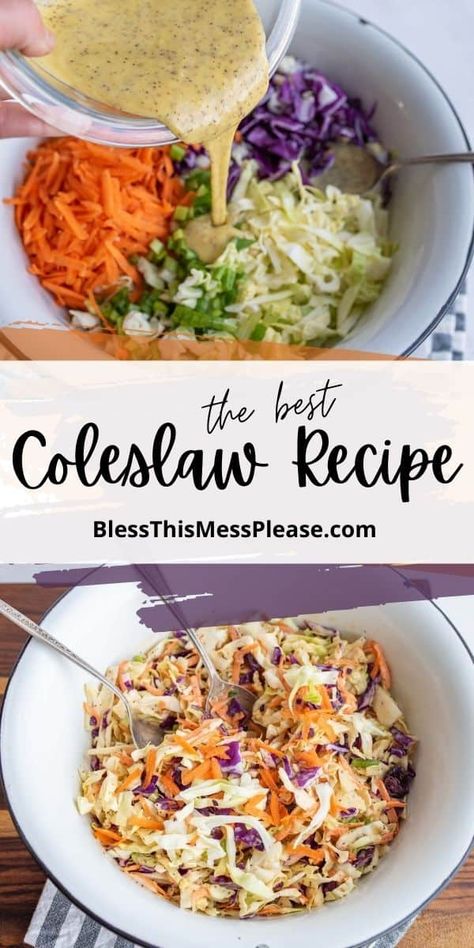 Easy Homemade Cole Slaw Recipe! Homemade Cole Slaw, Homemade Coleslaw Recipe, Best Coleslaw, Hamburger Side Dishes, Best Coleslaw Recipe, Kfc Coleslaw Recipe, Coleslaw Recipes, Homemade Slaw, Picnic Side Dishes