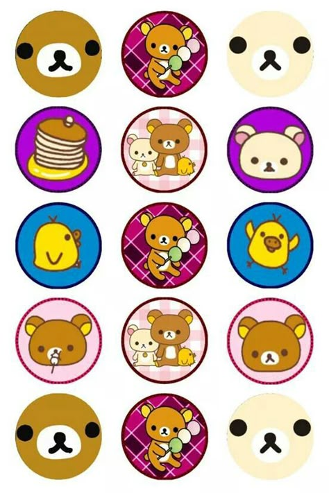 Bears Bottle Cap Images Making Buttons Pins Diy, Button Pin Design Ideas Printable, Button Templates Free Printable, Pin Prints, Pin Printable, Pin Button Design, Button Template, Pin Pictures, Kawaii Printables