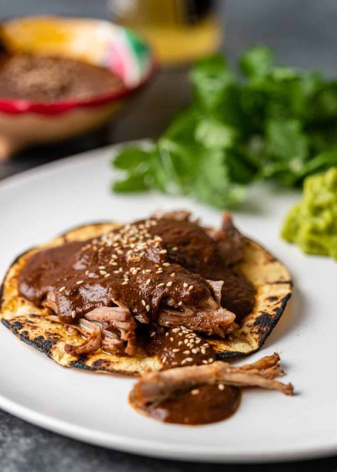 Pork Mole Recipe, Pork Mole, Mexican Pork Recipes, Mole Recipe, Braised Pork Shoulder, Recipe Pork, Mexican Sauce, Chile Sauce, Mole Sauce