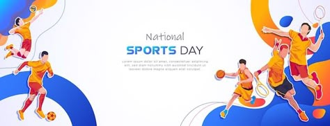 National Sport Day, Sports Day Banner, Sports Day Poster, Organizational Chart Design, Stylish Illustration, Sports Background, Dynamic Background, National Sports Day, Graphic Design Posters Layout