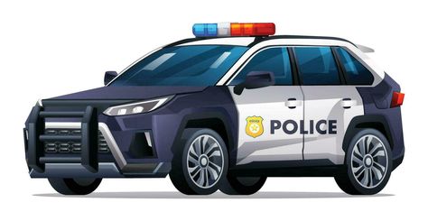 Police car vector illustration. Patrol official vehicle, suv car isolated on white background Police Car Illustration, Police Car Cartoon, Car Vector Illustration, Police Patrol, Car Vector, Police Car, Logo Banners, Cityscape Photos, Heart With Arrow