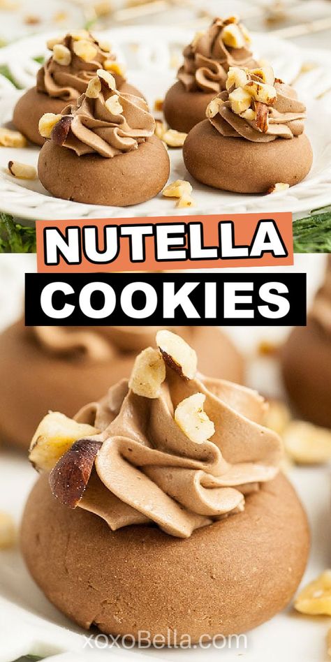 How to make Nutella cookies Nuttela Cookies, French Toast Cookies, Nutella Thumbprint Cookies, Nutella Treats, Cookie Variations, Nutella Dessert Recipes, Italian Cookie Recipe, Raspberry Thumbprint, Refrigerator Cookies