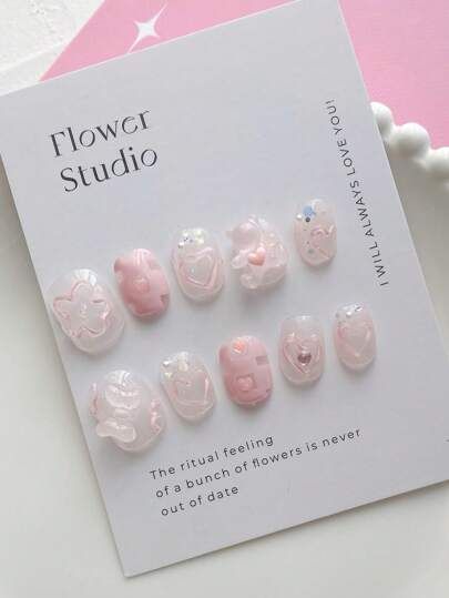 Nail Shapes Square, Flower Studio, Pink Bubbles, Pink Collars, Nail Shop, 3d Flowers, Foot Care, Bear Design, Bunch Of Flowers