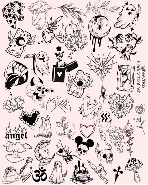 flash art tattoo ideas | Tattoo Sketches by  Amy Alvarado Chest Tattoo Flash, Tato Grunge, Acab Tattoo, Tato Flash, Grunge Tattoo, Scary Tattoos, Simple Tattoo Designs, Flash Tattoo Designs, Tattoo Flash Sheet