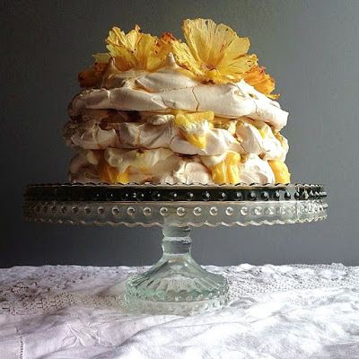 The Game Bird Food Chronicles: Recipe: Pineapple & Passion Fruit Pavlova Passion Fruit Pavlova, Fruit Pavlova, Passion Fruit Curd, French Silk Pie, Silk Pie, Pineapple Flowers, Meringue Cake, Pavlova Recipe, Pineapple Slices