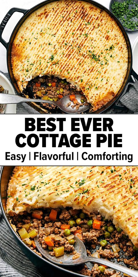 Easy cottage pie recipe Healthy Cottage Pie, Cottage Pie Recipe Beef Easy, Cottage Pie Recipes, Cottage Pie Recipe Beef, Easy Cottage Pie, Bestie Recipes, Best Casserole, Recipe With Ground Beef, Crispy Baked Chicken Thighs