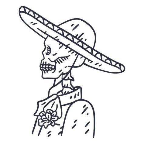 Mexican Cowboy Drawing, Mexican Line Tattoo, Traditional Cactus Tattoo Design, Mexican Patchwork Tattoo, Mariachi Hat Tattoo, Skeleton Sombrero Tattoo, Mexican Drawings Sketches Easy, Skull Mariachi Tattoo, Skeleton Mariachi Tattoo